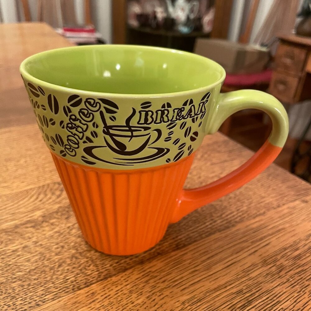Coffee Break Orange and Green Coffee Cup Mug by TodaysHome